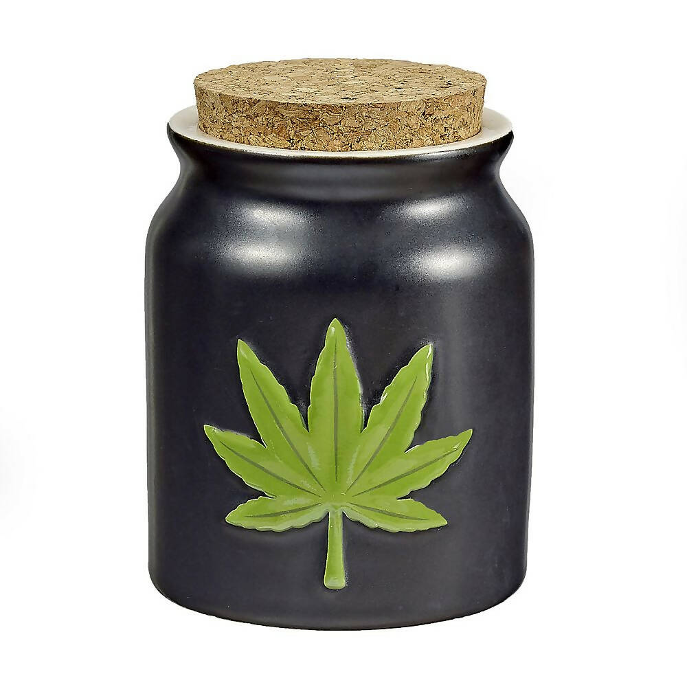 GREEN LEAF STASH JAR - EMBOSSED LEAF - TrippyQueenParadise